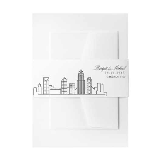 Charlotte Skyline Wedding | Uitnodigingen Wikkel (Voorkant Voorbeeld)