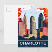 Charlotte, Stad in Herfst, North Carolina, Reizen Briefkaart (Voorkant / Achterkant)