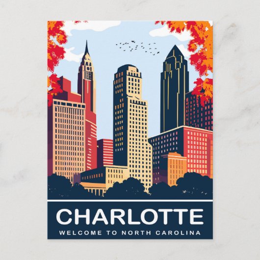 Charlotte, Stad in Herfst, North Carolina, Reizen Briefkaart (Voorkant)