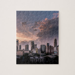 Charlotte stadscentrum bij zonsondergang, North Ca Legpuzzel