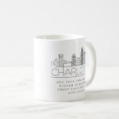 Charlotte Stylized Skyline | Aangepaste slogan Koffiemok (Voorkant rechts)