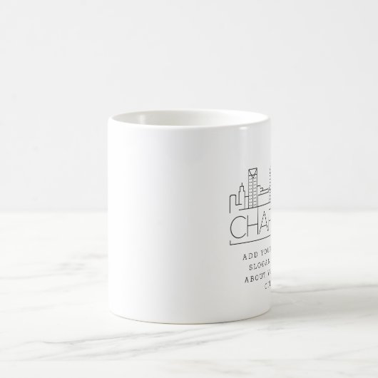 Charlotte Stylized Skyline | Aangepaste slogan Koffiemok (Center)