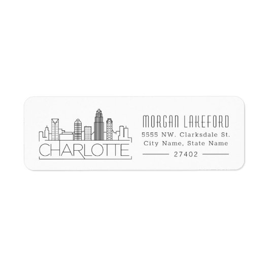 Charlotte Stylized Skyline | Etiket (Voorkant)