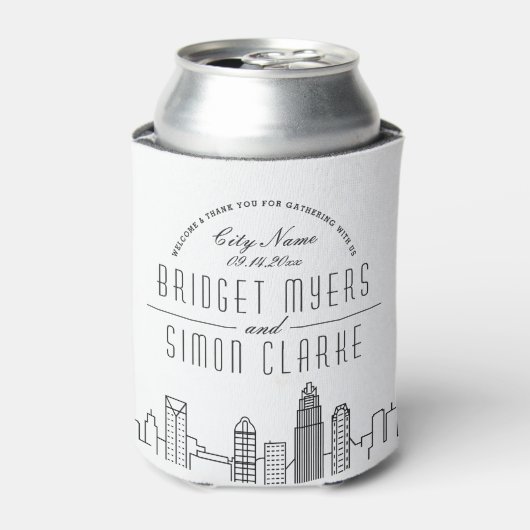 Charlotte Stylized Skyline | Koelbox voor weddensc Blikjeskoeler (Blikje Voorkant)