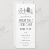 Charlotte Stylized Skyline | Weddenschap-programma Kaart (Voorkant)