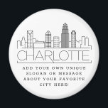 Charlotte Thgerespecteerd | Aangepast stadsbericht Magneet<br><div class="desc">Alleen magnet favor representing the beautiful city of Charlotte,  North Carolina. This keychain features a stylized illustration of the city's single skyline with its name underneath. Underneath the city name is a spot for your single slogan or statabout your favorite city.</div>