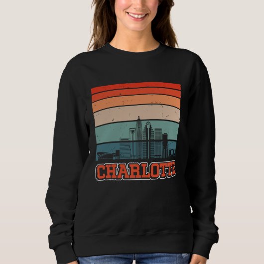 Charlotte USA Retro Vintage Sunset Skyline Charlot Trui (Voorkant)