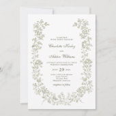 CHARLOTTE Vintage Sage Green Woodland Wedding Kaart (Voorkant)
