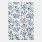 Charlotte Watercolor Blauwe Rozen Monogram Theedoek (Verticaal)