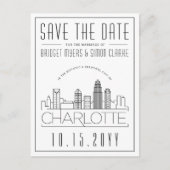 Charlotte Wedding | Gestileerde skyline De datum o Briefkaart (Voorkant)