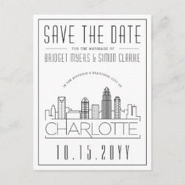 Charlotte Wedding | Gestileerde skyline De datum o Briefkaart