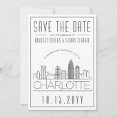 Charlotte Wedding | Gestileerde skyline De datum o Kaart (Voorkant)