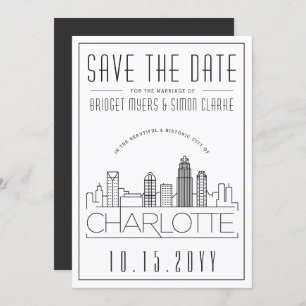 Charlotte Wedding   Gestileerde skyline De datum o Kaart