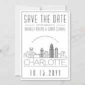 Charlotte Wedding | Gestileerde skyline De datum o Magnetische Uitnodiging (Voorkant)