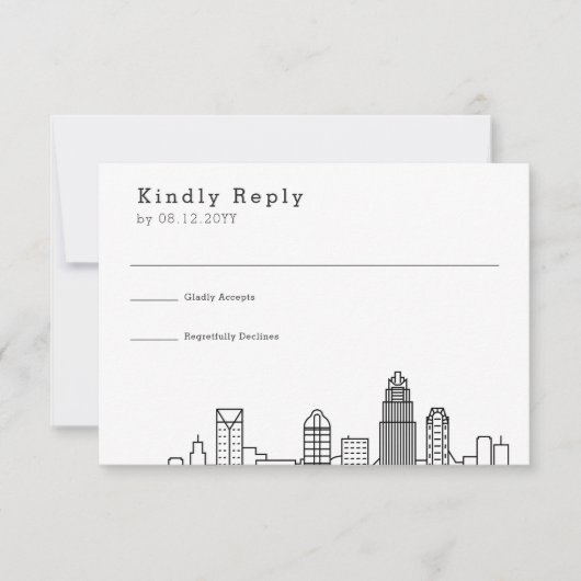 Charlotte Wedding | Gestileerde Skyline RSVP Kaartje (Voorkant)