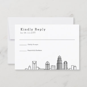 Charlotte Wedding   Gestileerde Skyline RSVP Kaartje