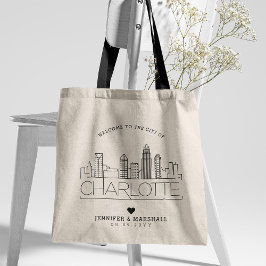 Charlotte Wedding | Gestileerde skyline Tote Bag
