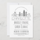 Charlotte Wedding | Gestileerde Skyline uitnodigin Kaart (Voorkant)