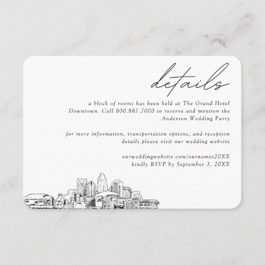 Charlotte Wedding Hotel Kamer Blok Details Informatiekaartje (Voorkant)