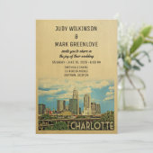 Charlotte Wedding Invitation North Carolina Kaart (Staand voorkant)