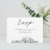 Charlotte Wedding Minimalistische schets RSVP Informatiekaartje (Staand voorkant)