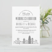 Charlotte Wedding | Moderne Deco City Skyline Kaart (Staand voorkant)