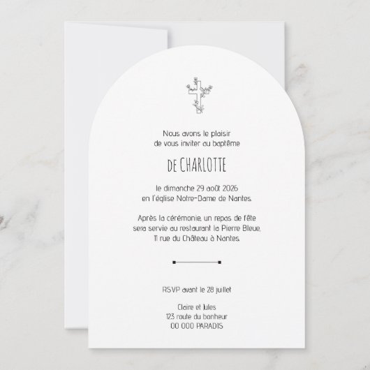 Charlotte's Baptème Kaart (Achterkant)