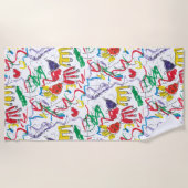 Charlotte's basquiat geïnspireerde strandhanddoek strandlaken (Voorkant)