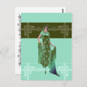 CHARLOTTE'S SHAWL, Mode van 1920 in Mint en Olijf Briefkaart (Voorkant / Achterkant)