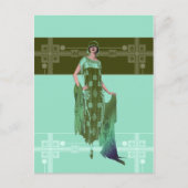 CHARLOTTE'S SHAWL, Mode van 1920 in Mint en Olijf Briefkaart (Voorkant)