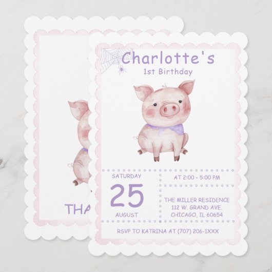 Charlotte's Web Verjaardagsfeest Kaart (Voorkant / Achterkant)