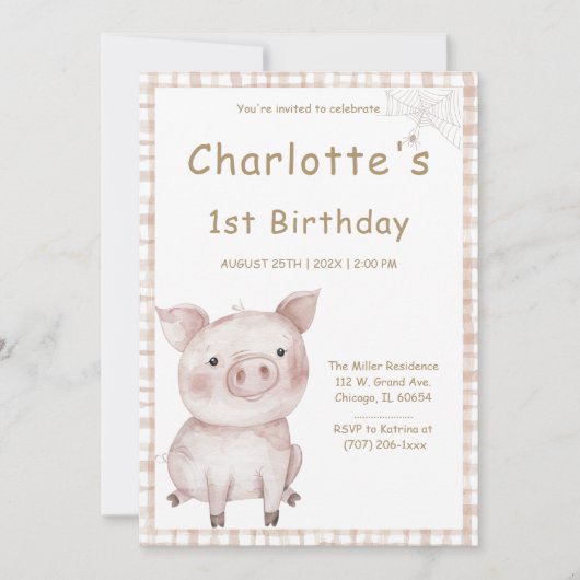 Charlotte's Web Verjaardagsfeest Kaart (Voorkant)