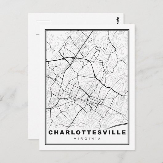 Charlottesville Map Briefkaart (Voorkant / Achterkant)