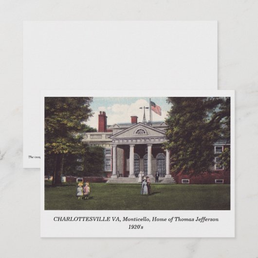 Charlottesville VA, Thomas Jefferson Home briefkaa Briefkaart (Voorkant / Achterkant)