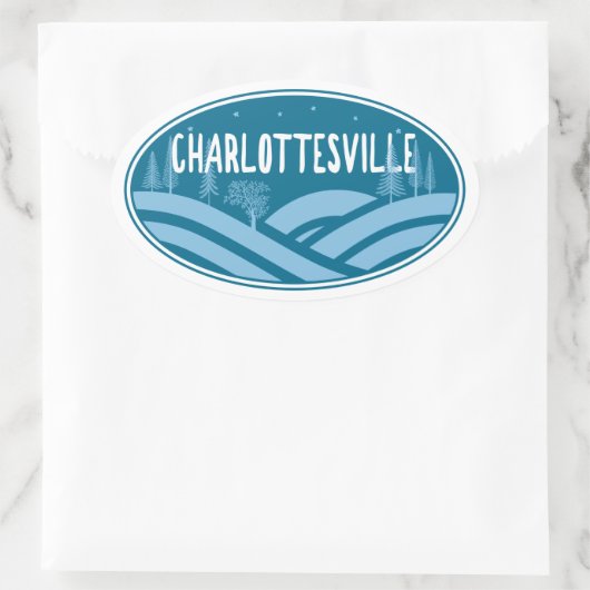 Charlottesville Virginia buitenshuis Ovale Sticker (Tas)