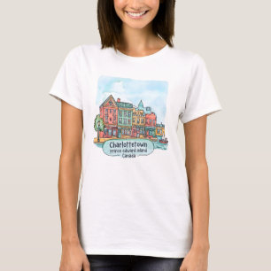 Charlottetown PEI Canada Aquarel Mooie Silhouet T-shirt
