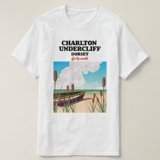 Charlton Undercliff Beach, Dorset-reisposter T-shirt (Design voorkant)