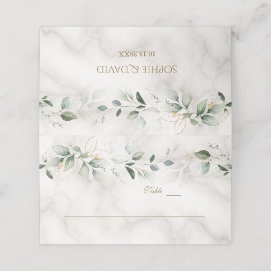 Charm Airy Greenery Marble Table Number Plaatskaartje (Buitenkant ongevouwen)