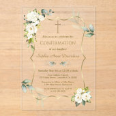 Charm Airy Greenery Witte Bloemen Bevestiging Acryl Uitnodigingen (Voorkant)