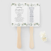 Charm Airy Waterverf Greenery Wedding Programme Handwaaier (Voorkant en achterkant)