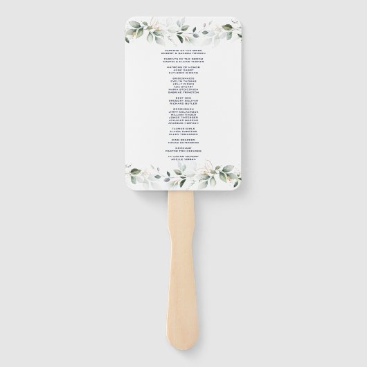 Charm Airy Waterverf Greenery Wedding Programme Handwaaier (Achterkant)