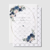 Charm Aquarel Marine Blauwe Bloemen Huwelijk Vellum Uitnodigingen (Offset (Uitnodiging))