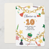 Charm Armband 10e verjaardag Party Uitnodiging (Voorkant / Achterkant)