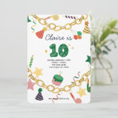Charm Armband 10e verjaardag Party Uitnodiging (Staand voorkant)