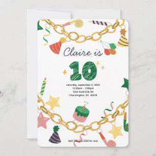 Charm Armband 10e verjaardag Party Uitnodiging