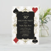 Charm Art Deco Casino Poker Vrouw 50ste Verjaardag Kaart (Staand voorkant)