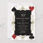 Charm Art Deco Casino Poker Vrouw 50ste Verjaardag Kaart (Voorkant)