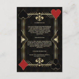 Charm Art Deco Casino Vegas Poker Wedding Details Informatiekaartje