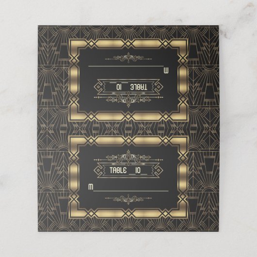Charm Art Deco Great Gatsby Wedding Table Number Plaatskaartje (Buitenkant ongevouwen)
