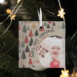  Charm: Baby's eerste kerstfoto Glas Ornament